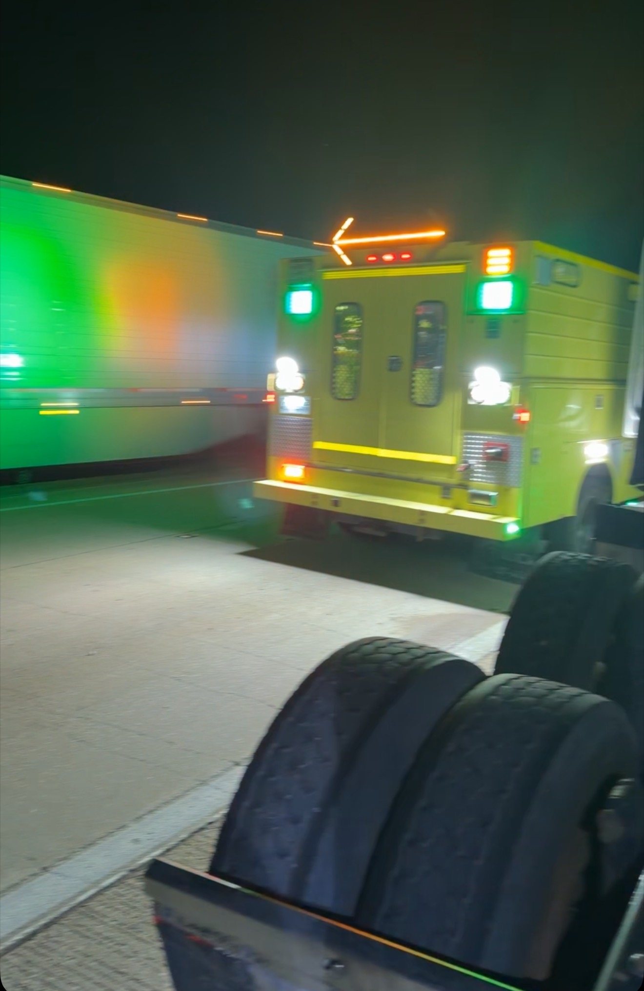 Night roadside repair with service truck